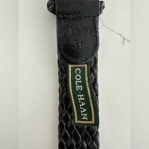 Cole Haan Black Braided Belt Leather Size 36 Unisex
